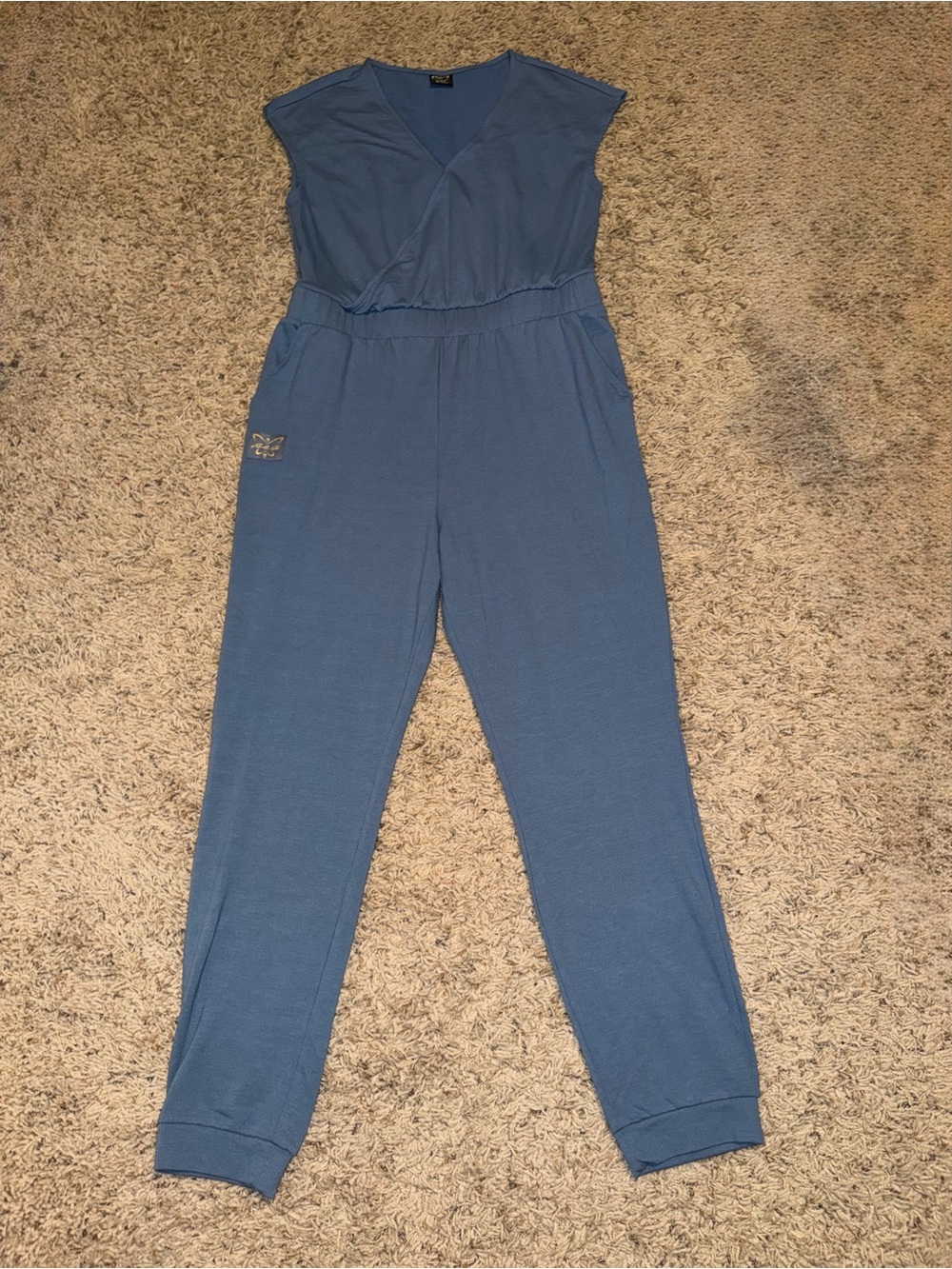 Casual Light Blue Women's Jumpsuit with Elastic Waist - Laila Ali